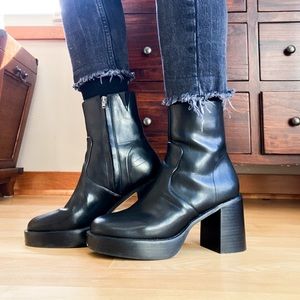 Vegan Leather Platform Ankle Boots size 8